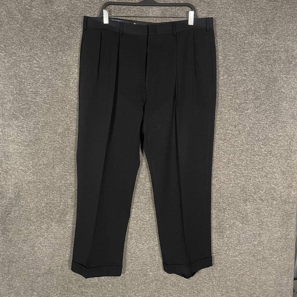 VTG Polo Ralph Lauren Pants‎ Mens 38x28 Black Double Pleated Dress Flowy